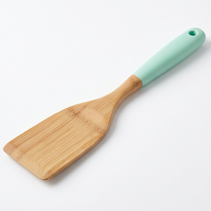 Espátula de Madera de Teca Sólida con Mango Verde Menta, Utensilio de Cocina Ecológico Antiadherente, Accesorios de Cocina de Madera - Product Image 1