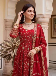ชุดเดรส Anarkali ผ้าไหมจอร์เจตต์ปักลายหนักด้วยดิ้นทองและลูกปัด ดีไซน์ใหม่ สำหรับงานแต่งงานและงานเทศกาล - Product Image 6