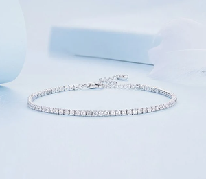 Pulsera de tenis de acero inoxidable con circonita cúbica, cadena de eslabones ajustable, regalo de joyería - Product Image 3
