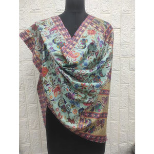 Estolas Bordadas Kalamkari de Alta Calidad, Chal de Mezcla de Lana Fina y Seda Premium, 80% Lana, 20% Seda, Textura Suave y Lujosa, 70x200 cm - Product Image 2
