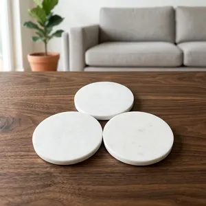 Super Quality Handmade Round <b>Marble</b> <b>Coasters</b> Set Premium Natural Stone Cup <b>Coasters</b> Heat Resistant Waterproof Table Mats - Product Image 4
