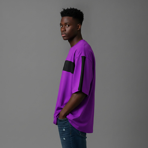 T-shirt Homme Oversize en Coton Premium 100% Qualité Supérieure, Coupe Boxy, Épaules Tombantes, Col Rond, Tricoté Long - Product Image 2