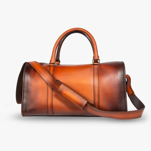 Custom Leather Weekender <b>Bag</b> Vintage Brown 3 Front Pockets <b>Carry</b> Handles Adjustable Shoulder Strap Wholesale Manufacturer - Product Image 2