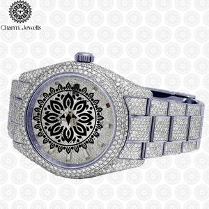 Charm_Jewells Luxury Stainless Steel <b>Watch</b> 40mm Round <b>Diamond</b> Encrusted Sapphire Crystal Analog Dial Quartz Movement - Product Image 3