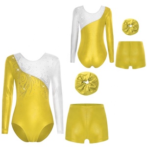 ชุดเต้นรำบอลรูมสำหรับเด็กผู้หญิงอายุ 6-16 ปี ชุดยิมนาสติก ชุดสเก็ตลีลา ชุดเลโอตาร์ดสีเมทัลลิกพร้อมกางเกงขาสั้น สำหรับการแข่งขันและการแสดงบนเวที - Product Image 3