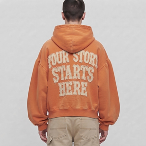 Oversized Zip-Up Embroidery Washed Hoodie Men Winter Heavyweight 100% Cotton Fleece Baggy Hoodies Men's Stonewashed Hoodies Mens - Product Image 3