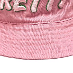 Sombrero de Pescador Rosa con Letra Bordada en Blanco, Sombrero de Sol Informal de Algodón con Ala Ancha, para Viajes al Aire Libre, Pesca, Moda Unisex - Product Image 6