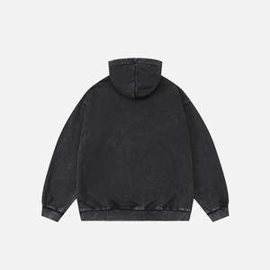 Fashion Poetry Sweat à capuche coupe ample, effet vieilli, imprimé lettres effet éclaboussures d'encre, en molleton bouclette 100% coton, délavé à l'acide et effet soleil, coupe oversize - Product Image 3