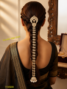 Tocado nupcial de lujo Kundan con perlas tradicionales, accesorio para el cabello, adorno para el cabello de boda para mujer, para fiestas. - Product Image 1