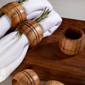 Anneaux de serviette en bois de style farmhouse, porte-serviettes naturels faits à la main pour tables à manger, mariages, banquets, événements et décoration rustique - Product Image 4