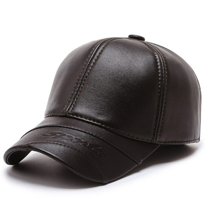Wholesale Men Leather Baseball <b>Cap</b> <b>Winter</b> Hat <b>Caps</b> Gorras De Beisbol Original Invierno Lana Gorra De Cuero - Product Image 5