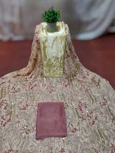 Tela de chifón somalí Fransawi Dirac de lujo 2026 con cuentas tubulares y pedrería sobre un patrón floral para prendas de fiesta - Product Image 6