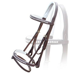 Brida de cuero blanca profesional hecha a mano estilo western con adornos brillantes, de acero inoxidable, con acolchado suave y transpirable que absorbe el sudor. - Product Image 5