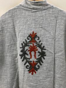 Veste bohème en lin et coton brodé, col mandarin, manches longues, vêtements d'extérieur d'automne pour femmes - Product Image 4