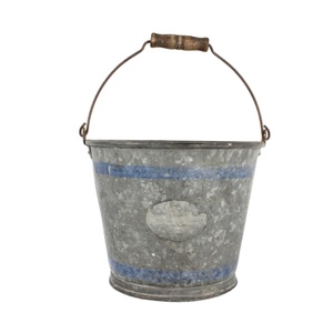 Seau en acier galvanisé antique, seau de ferme avec poignée en fil métallique, seau en métal galvanisé à prix abordable - Product Image 1