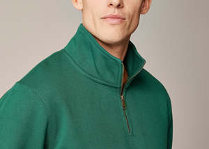 Comfortable size high quality half <b>zip</b> <b>up</b> standing collar long sleeve pullover solid plain sweatshirt for men - Product Image 2