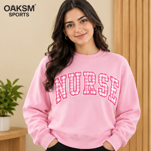 Sudadera de Forro Polar con Cuello Alto y Estampado de Letras de Enfermera Rosa para Mujer, Personalizada con Bordado |   Suéter de algodón grueso para invierno para hermandades - Product Image 1