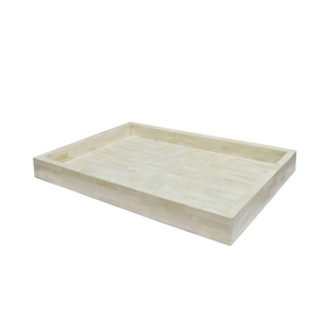 Plateau de service en bois rustique avec poignées décor de cuisine de ferme Table basse pouf petit déjeuner - Product Image 1