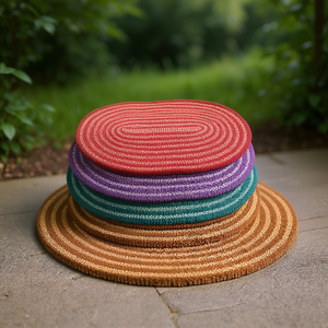 Diamond Oval Braided Jalebi Doormat 16x24 Inch Anti-Slip Floor <b>Mat</b> Plain Coir <b>Mat</b> for Home Hotel Bathroom Door Use for <b>Kitchen</b> - Product Image 1