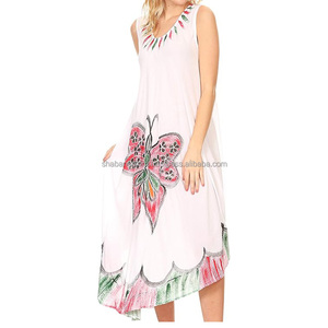 Vestido lavable sin mangas con corte de paraguas moderno para mujer, vestido Maxi hecho en La India, ropa bordada para mujer - Product Image 5