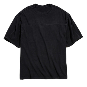 T-shirt Homme Noir Coupe Droite Manches Courtes Coton Spandex Col Rond Décontracté Uni Respirant Maille Jersey 180g - Product Image 5