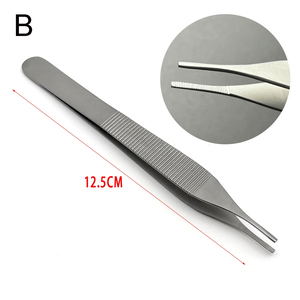 Pince à épiler dentaire chirurgicale en acier inoxydable Meriam à pointe dentelée et coudée 16 cm pour coton-tige et pansements - Product Image 5