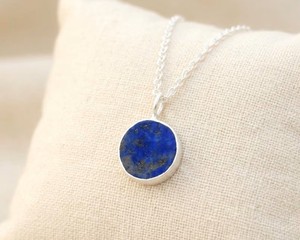 Handmade Lapis Lazuli Pendant Necklace Silver Bezel Natural Blue Stone <b>Healing</b> <b>Crystal</b> Spiritual <b>Jewelry</b> Gift for Women - Product Image 1