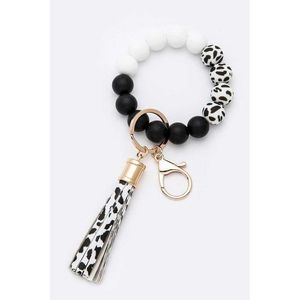 Braccialetto con Nappine in Perline di Vetro e Cristallo Stampato in Silicone, Portachiavi - Product Image 1