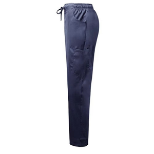 Pantalones de uniforme para mujer, color azul marino, con cordón en la cintura y bolsillos laterales, de algodón y poliéster tejido. - Product Image 3
