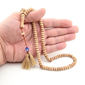 Tasbih en bois fait main, durable et moderne, perles de prière, chapelet, pompons, cadeau islamique, Misbaha musulmane, dévotion, méditation, rituels - Product Image 2