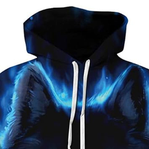 Sudadera Unisex con Estampado de Lobo 3D, Ojos Azules Brillantes, Formal, 100% Algodón, Antiarrugas, Forro Polar, Corte Regular, para Otoño - Product Image 5