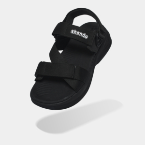 Sandales décontractées avec design rotatif, adhérence et stabilité améliorées, couleur noire intégrale, semelles en caoutchouc. - Product Image 3