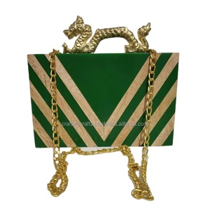 Bolso de Mano Tipo Minaudière de Resina Hecho a Mano y Pintado a Mano para Mujer, Bolso de Fiesta, Fabricantes Indios, Venta al por Mayor para Mujer - Product Image 5