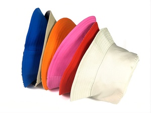 Premium Quality Custom Wholesale Unisex Embroidery logo Cotton Solid Outdoor <b>Sunscreen</b> Flat Top Fisherman Bucket Hat - Product Image 3