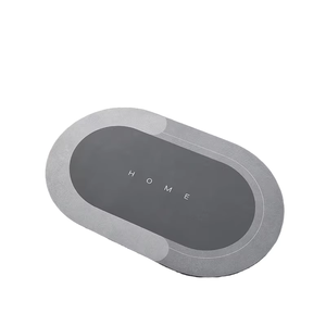 Oval Minimalist Bath Mat Solid Color Anti Slip <b>Rubber</b> Backing For Shower Backing Anti Slip Solid Color For Bathroom <b>Floor</b> Color - Product Image 6