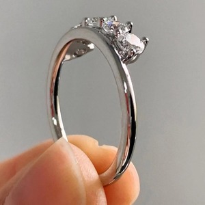 VVS Round Cut Crown Shape Lab Grown Diamond Five Stone Half Eternity Engagement Band <b>Stacking</b> Bridal Wedding Contoured Band - Product Image 4