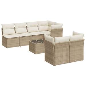 Conjunto de Sofá de Jardín Grande con Patas Ajustables en Ratán Sintético PE Beige, Muebles de Jardín Ajustables - Product Image 2