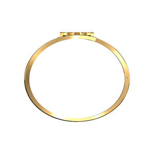 Yellow Gold Lab Grown Diamond Round Brilliant Cut Classic Floral 18K Women's <b>Bangle</b> <b>Bracelet</b> - Product Image 4