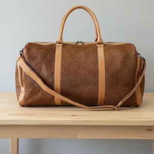 Bolsa de Viaje de Cuero Genuino de Alta Capacidad con Cierre de Cremallera, Ligera, LHODB-0029 - Product Image 1