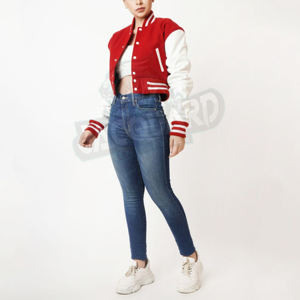 Chaqueta Varsity para Mujer, Estilo Urbano, con Logotipo Personalizado, Tallas Grandes, Chaqueta Varsity Corta de Forro Polar para Invierno, Ropa Casual para Mujer - Product Image 1