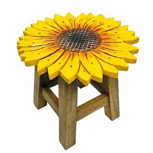 Mesa auxiliar de madera con forma de girasol antigua moderna al por mayor hermosa pintada a mano de color amarillo para niños muebles de sala de estar y juegos - Product Image 1