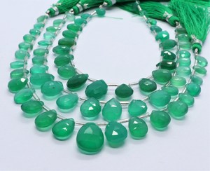 ลูกปัดออนิกซ์สีเขียวธรรมชาติทรงหยดน้ำเจียระไนขนาด 6x8 ถึง 8x12 มม. ออนิกซ์บริโอเล็ตแบบเส้นยาว 7 นิ้ว ลูกปัดพลอยออนิกซ์สีเขียวธรรมชาติ - Product Image 6