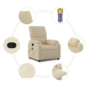 Sillón Reclinable de Masaje con Reposabrazos Ajustables Estándar en Tela Crema - Product Image 6