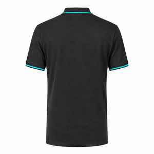 Camiseta Polo Negra Jack and Jill con Ribete en Color Verde Azulado, Logotipo Bordado en el Pecho, Algodón Premium, Unisex, Corte Casual Elegante - Product Image 2