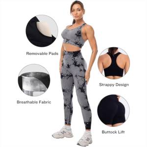 4 Way Stretch Racerback Eco Friendly High Waist Gym Sports <b>Set</b> <b>Tie</b> <b>dye</b> Print Workout Fitness Yoga <b>Sets</b> - Product Image 2
