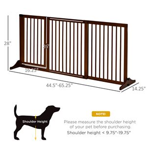 Puerta para Mascotas de Madera Marrón Ajustable, con Cerradura, 3 Paneles, Cierre de Botón, Moderna y Retráctil, para Gatos, Conejos y Pollos - Product Image 3