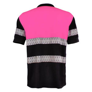 T-shirt de travail haute visibilité en gros avec bandes réfléchissantes sur les bras, maille respirante en polyester et poche utilitaire, manches courtes - Product Image 3