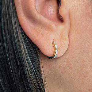 Lab Grown Marquise Cut Diamonds Huggie <b>Hoop</b> <b>Earrings</b> with 14K <b>Solid</b> Gold Jewelry Engagement for Womens Charm Gift - Product Image 2