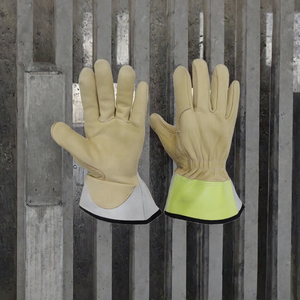 Leather Safety <b>Gloves</b> With Reflective Stripe Wrist Length <b>Thermal</b> Driver <b>Gloves</b> - Product Image 5