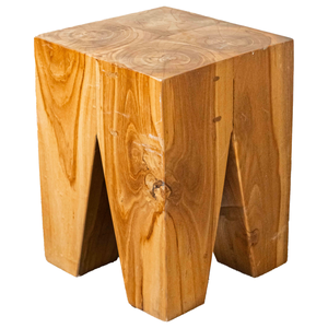Luxury ARTERRA Geometric Teak Prism <b>Stool</b> Combines Sturdy Design with Natural Elegance Perfect for Hotel Apartment Spaces - Product Image 1